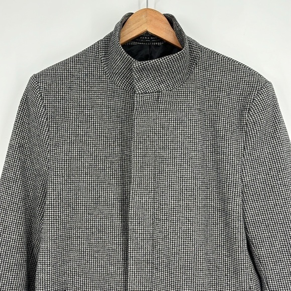 Zara Man Houndstooth Button Front Pea Coat Men’s Size Large - Picture 4 of 13